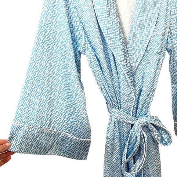 HALSTON X HOMEBODII Cleveland‎ Robe Luxury Satin HH Print Sz Sm - Picture 5 of 7